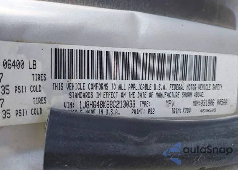 2008 Jeep Commander Sport из США, поврежденный, VIN 1J8HG48K68C213033